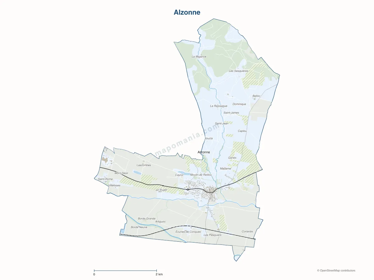 Carte de Alzonne à personnaliser