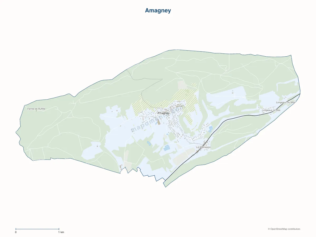 Carte de Amagney à personnaliser