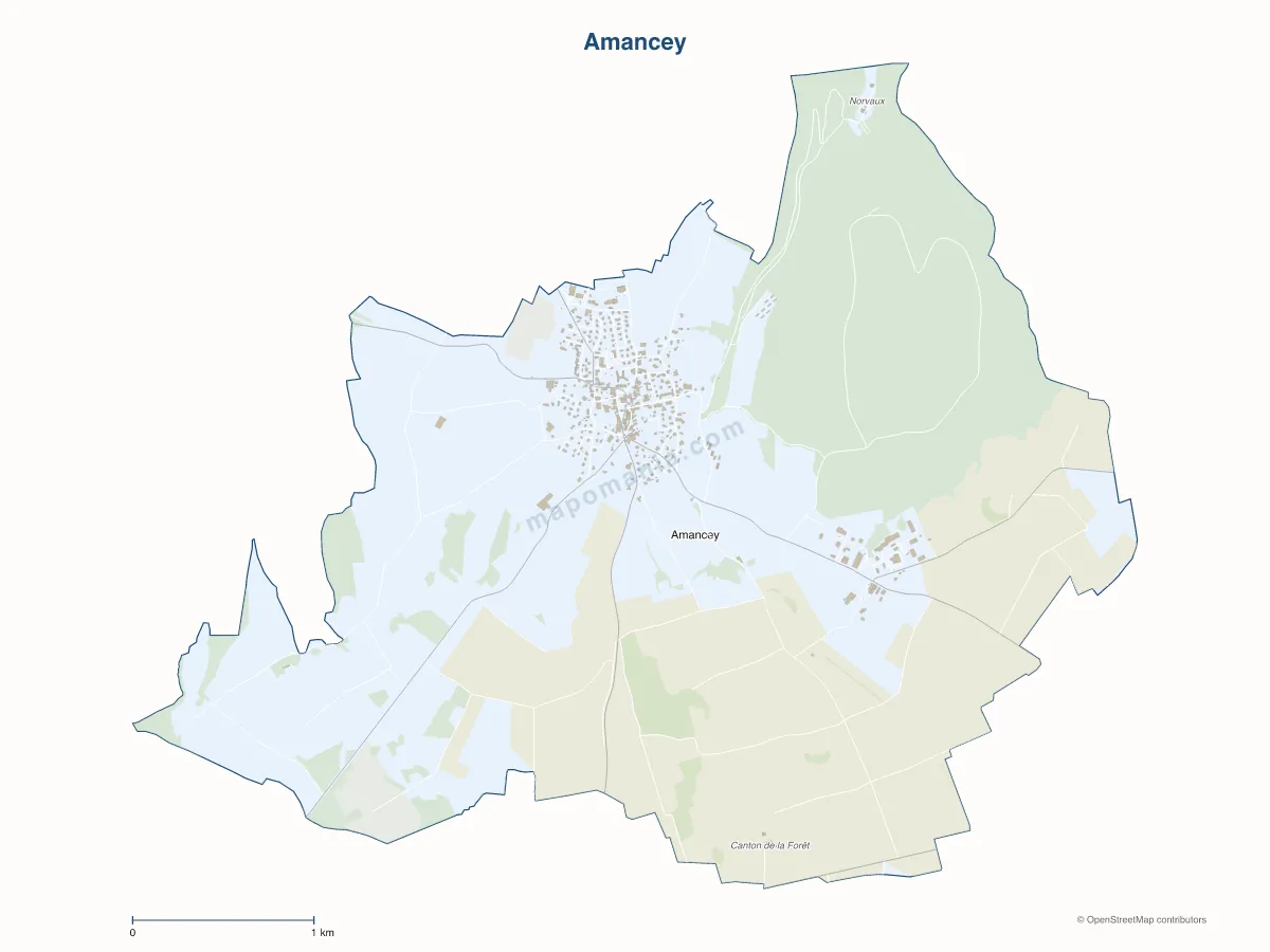 Carte de Amancey à personnaliser