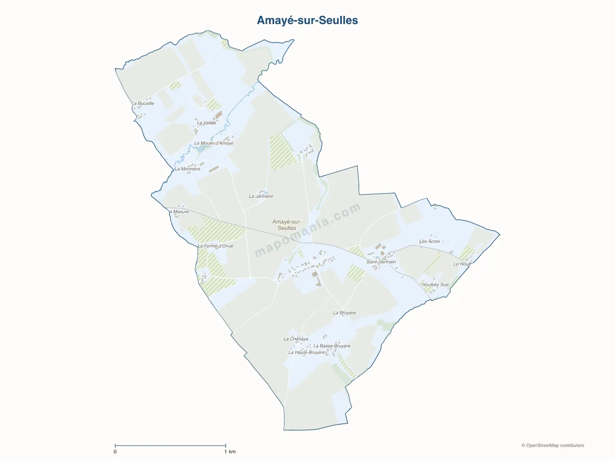 Carte de Amayé-sur-Seulles à personnaliser