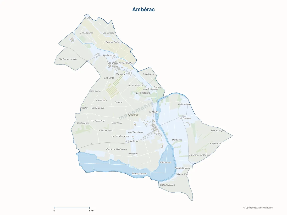 Carte de Ambérac à personnaliser