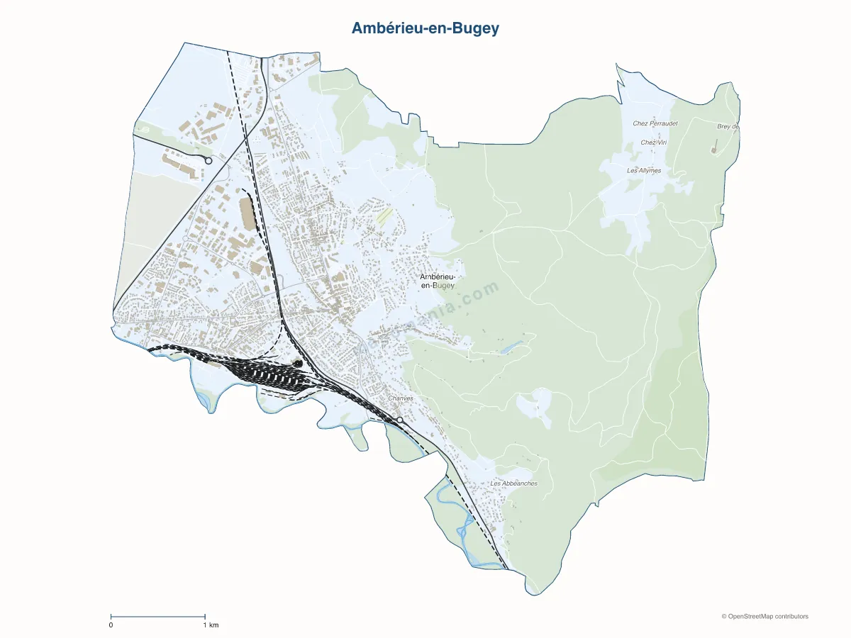 Carte de Ambérieu-en-Bugey à personnaliser