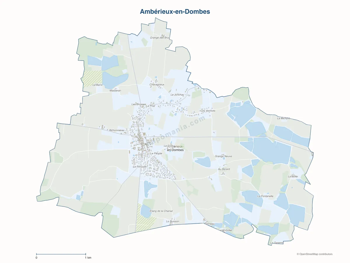 Carte de Ambérieux-en-Dombes à personnaliser