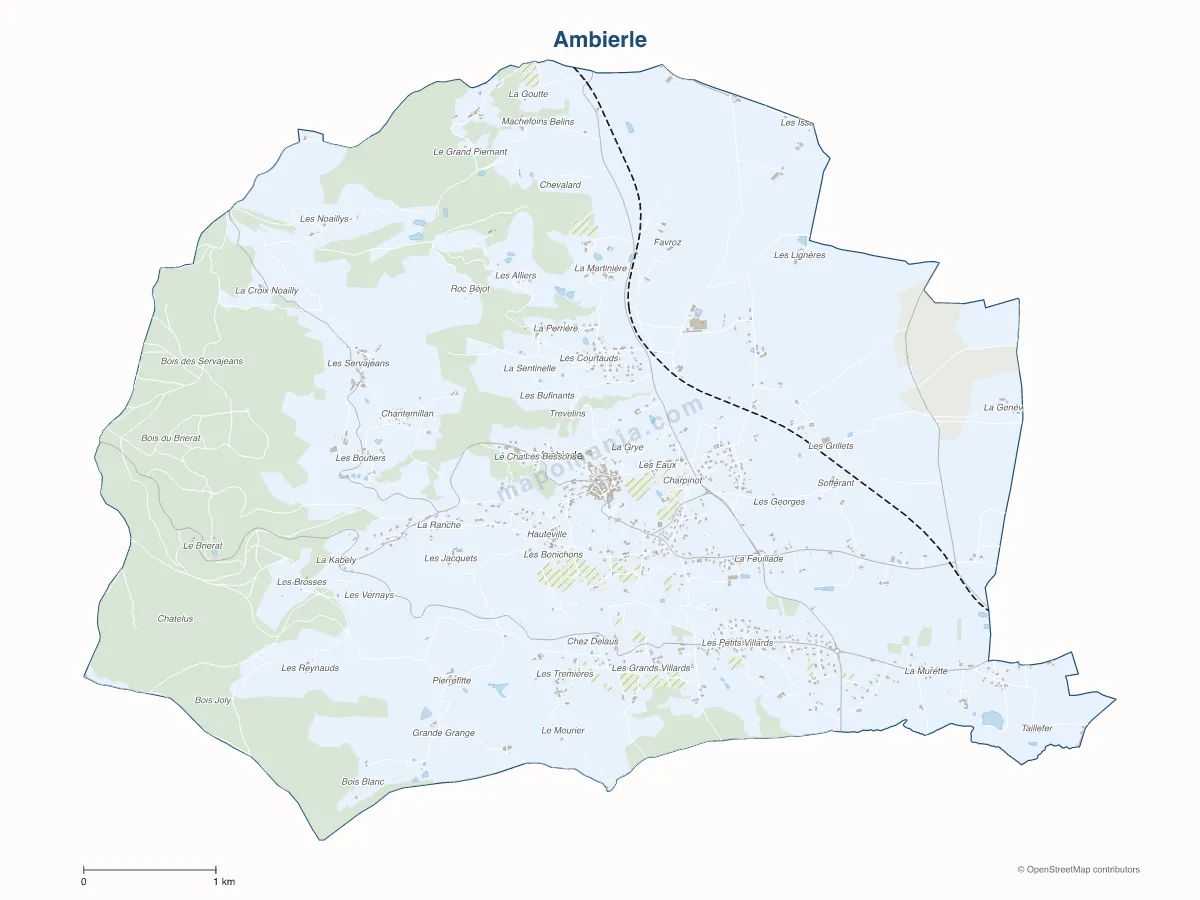 Carte de Ambierle à personnaliser