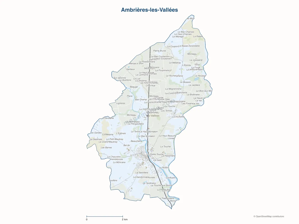 Carte de Ambrières-les-Vallées à personnaliser