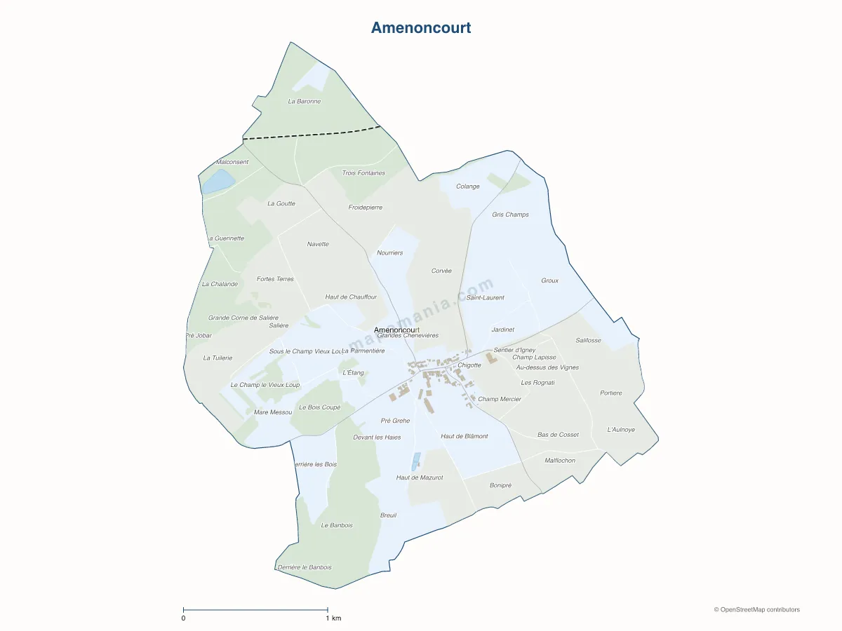 Carte de Amenoncourt à personnaliser