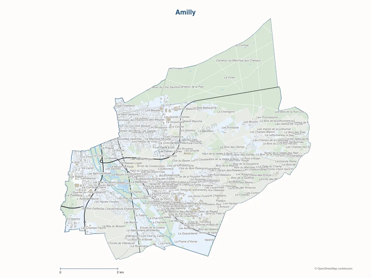 Carte de Amilly à personnaliser