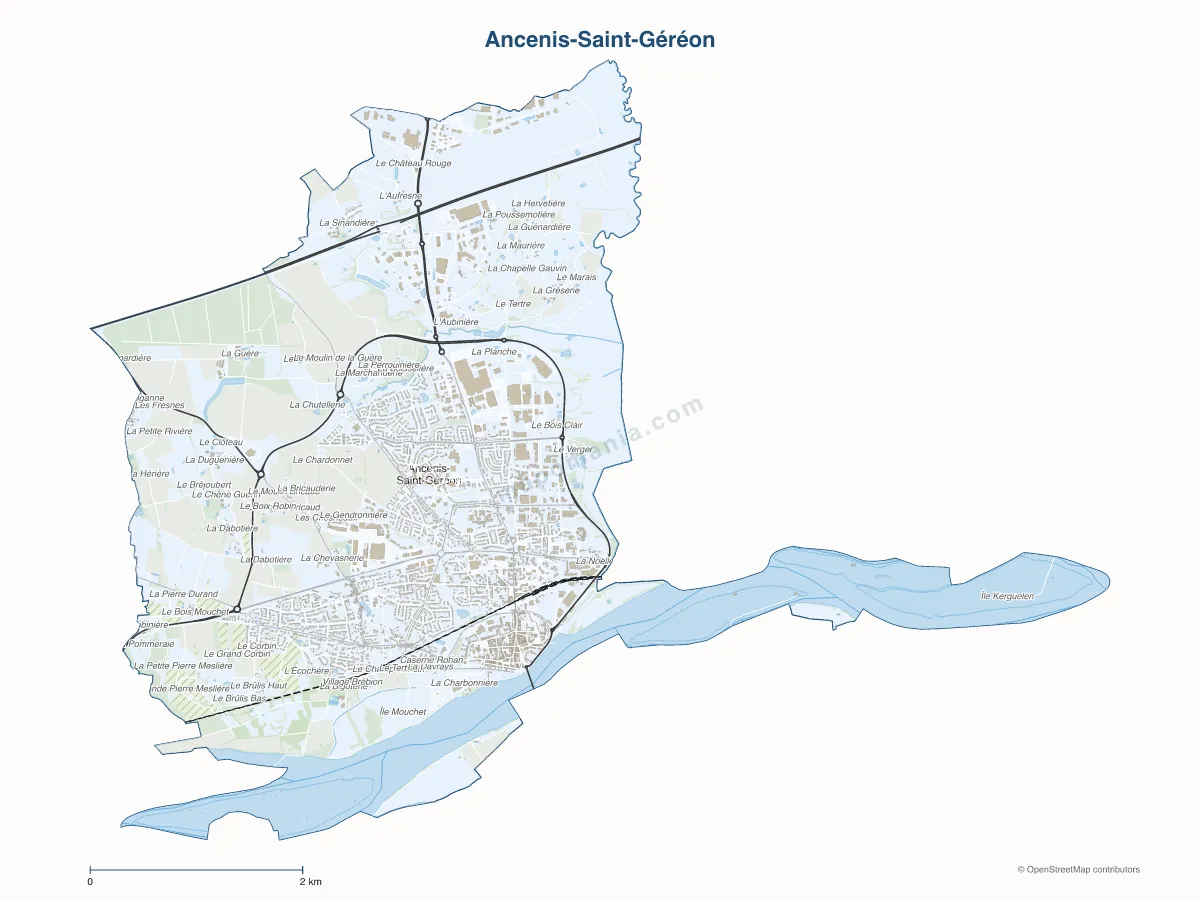 Carte de Ancenis-Saint-Géréon à personnaliser