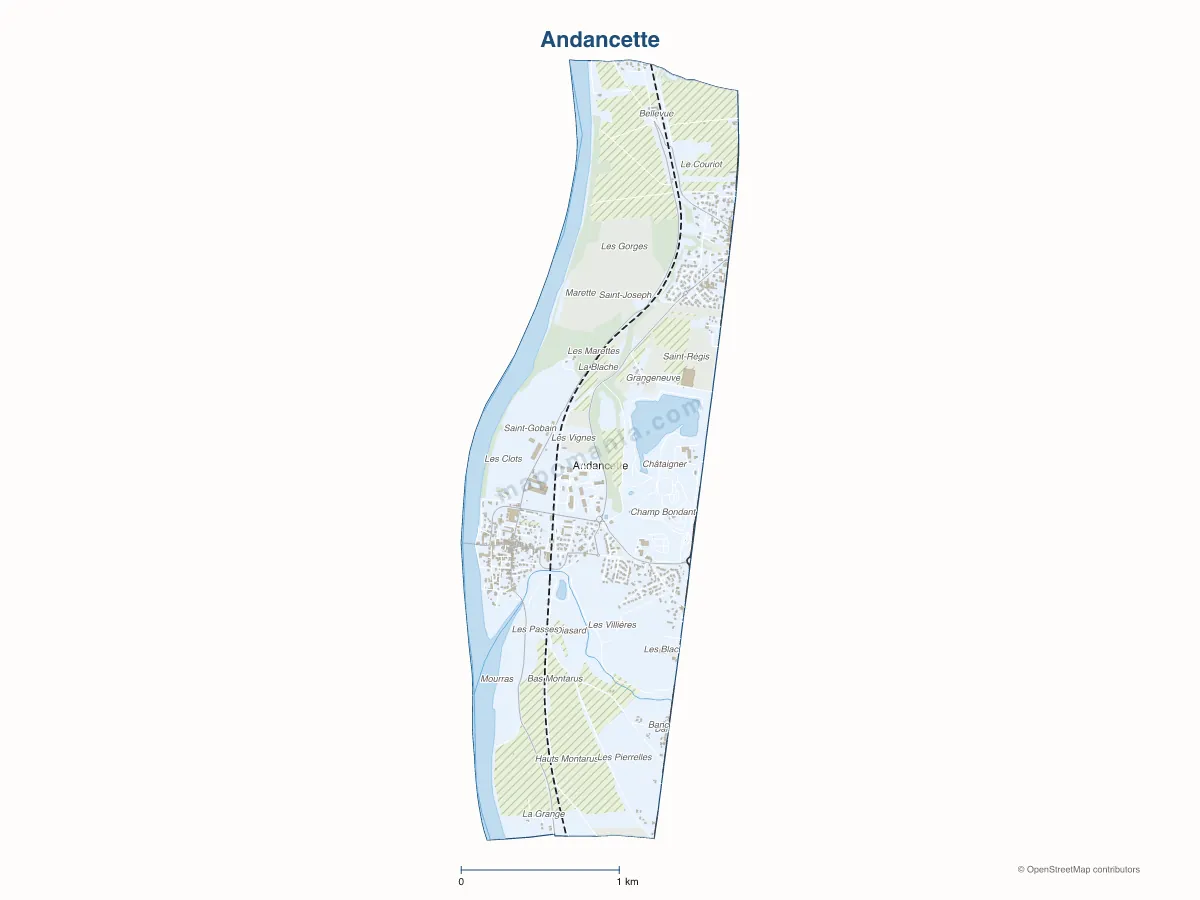 Carte de Andancette à personnaliser