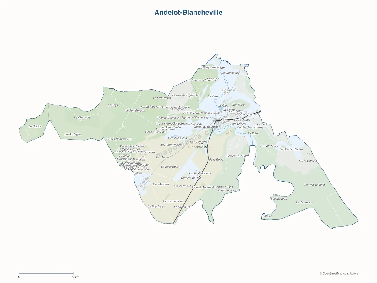 Carte de Andelot-Blancheville à personnaliser
