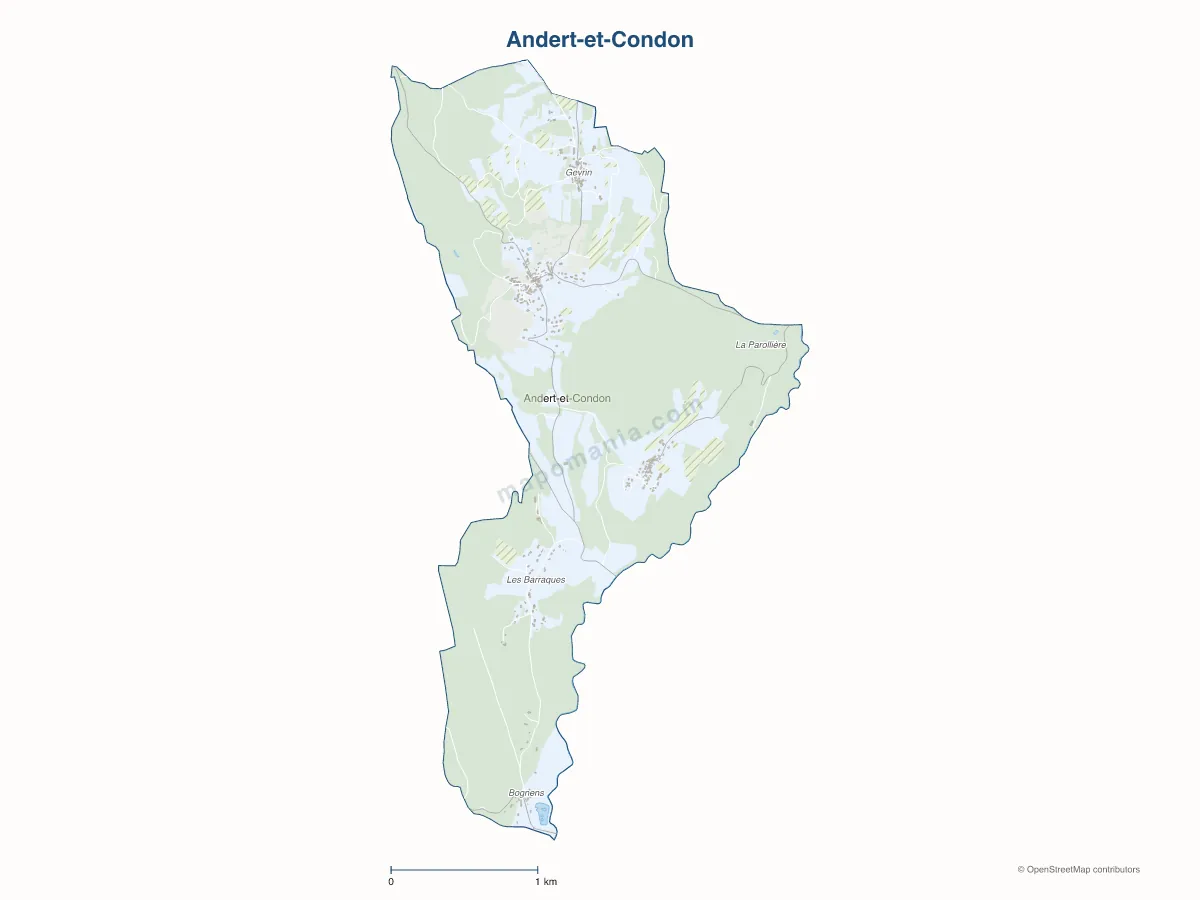 Carte de Andert-et-Condon à personnaliser