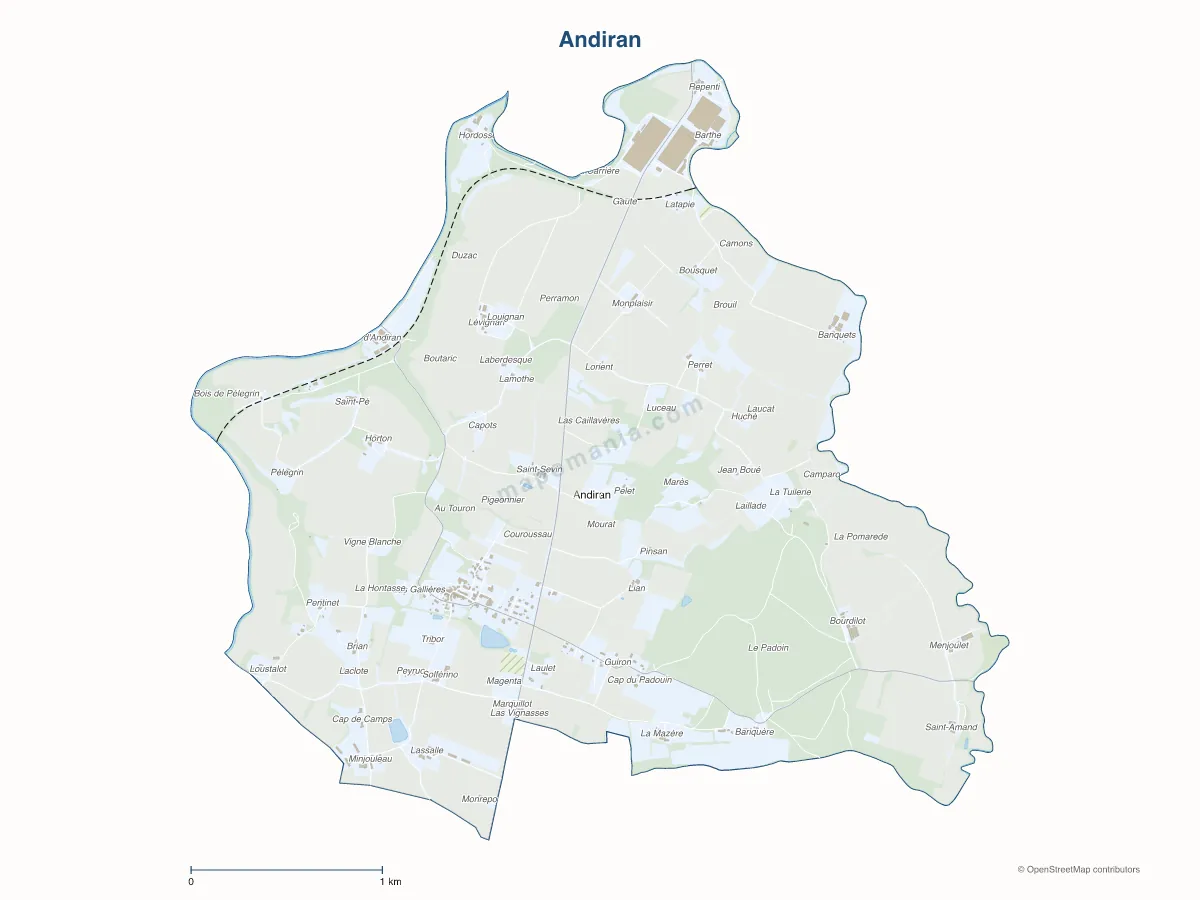 Carte de Andiran à personnaliser