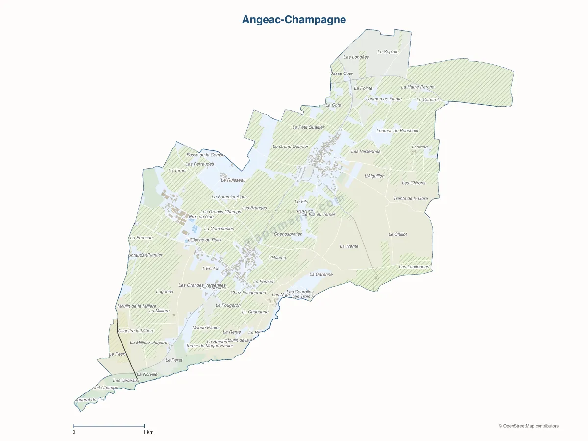 Carte de Angeac-Champagne à personnaliser