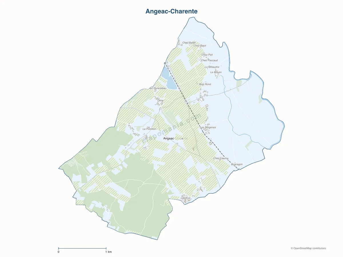 Carte de Angeac-Charente à personnaliser