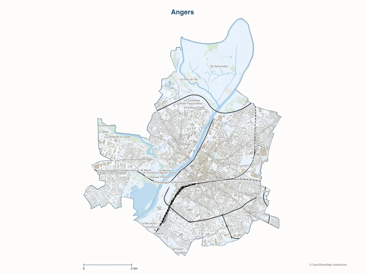 Carte de Angers à personnaliser