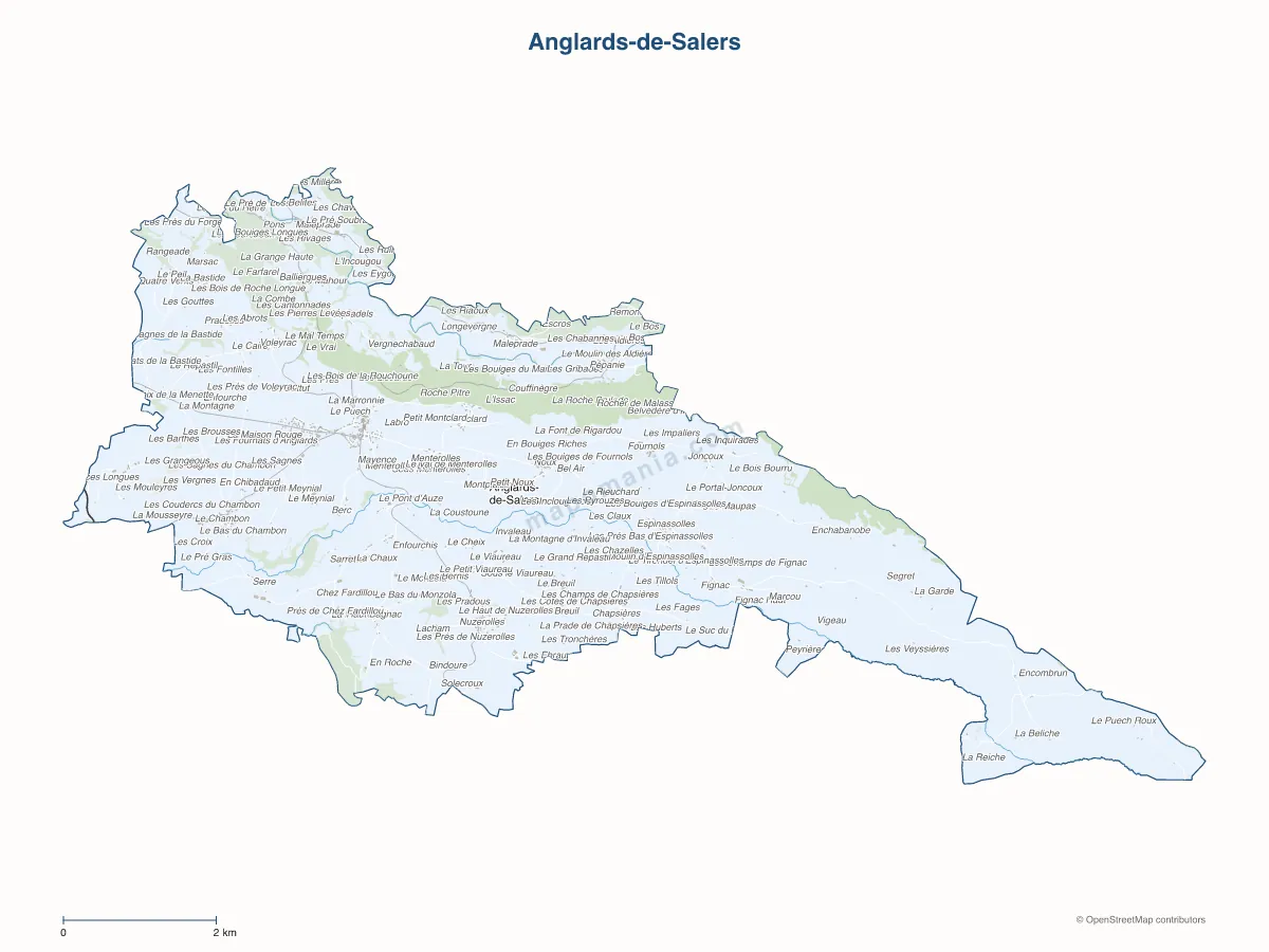 Carte de Anglards-de-Salers à personnaliser