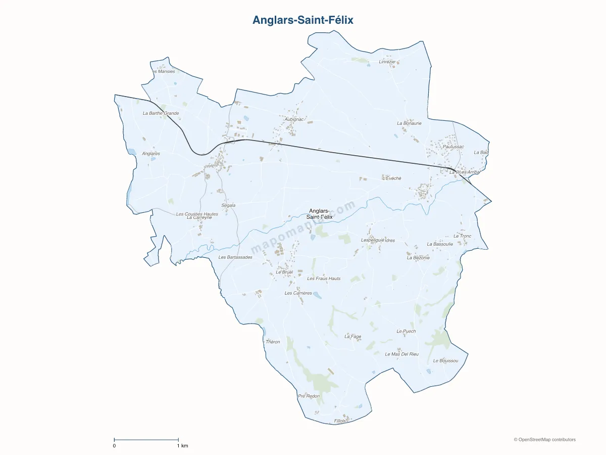 Carte de Anglars-Saint-Félix à personnaliser