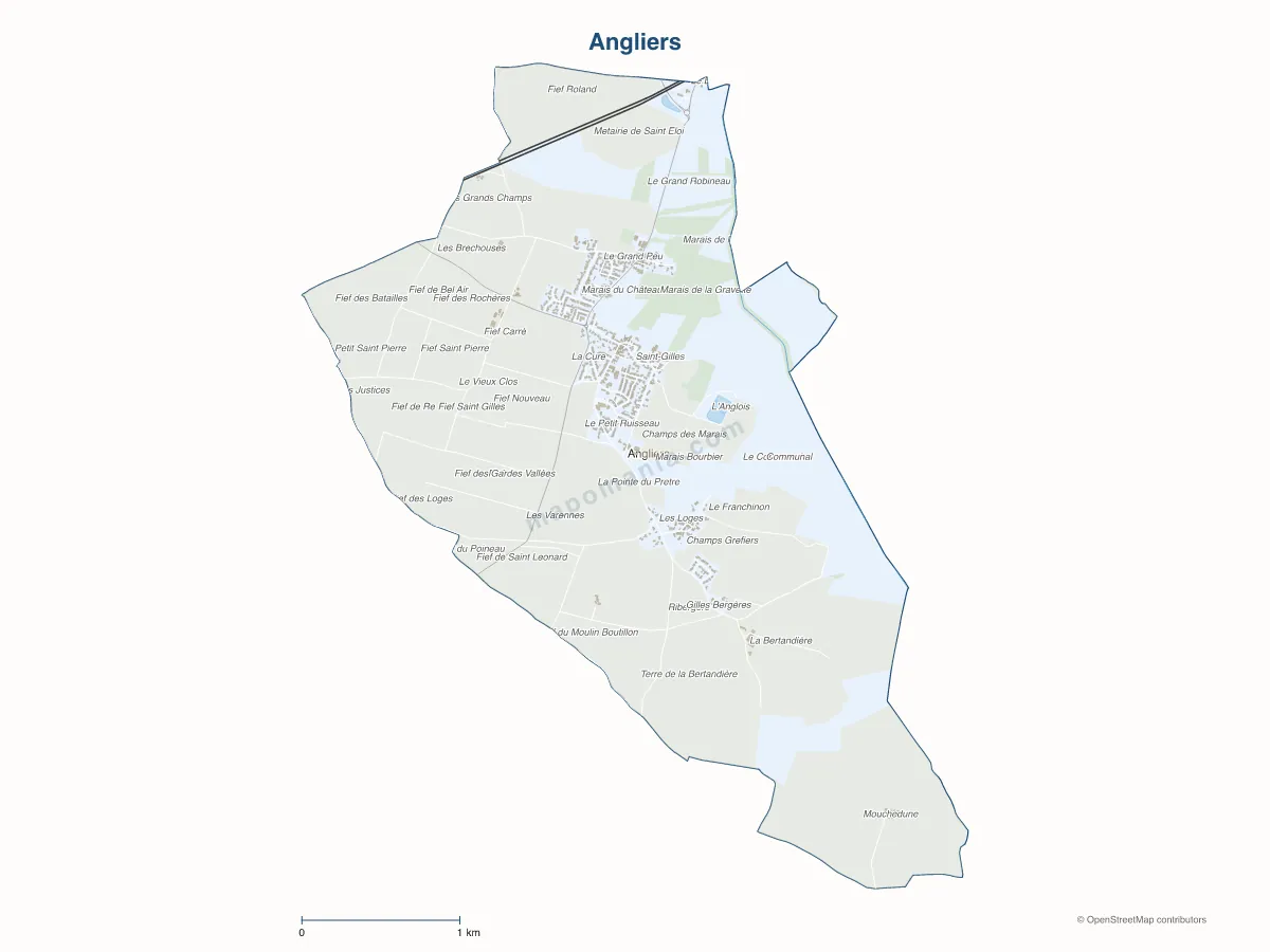 Carte de Angliers à personnaliser