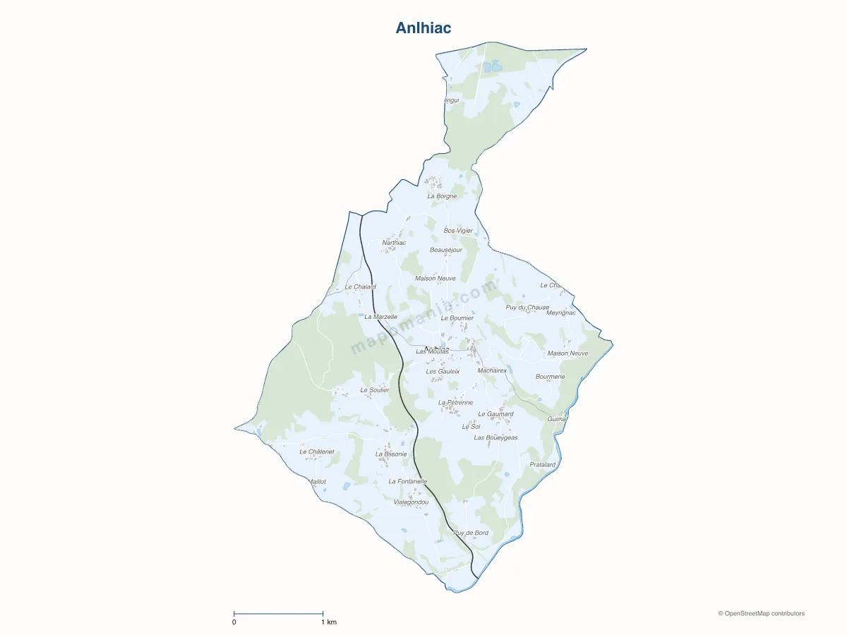 Carte de Anlhiac à personnaliser