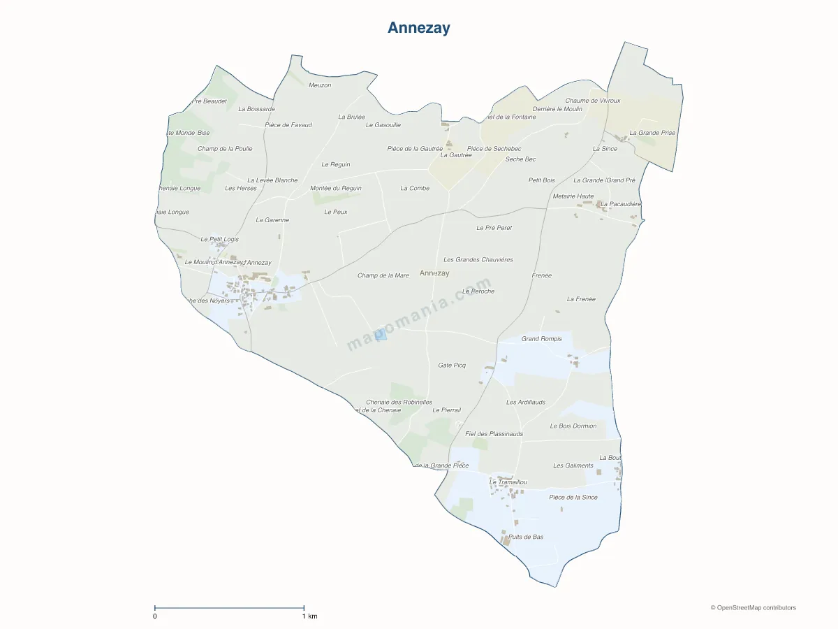 Carte de Annezay à personnaliser