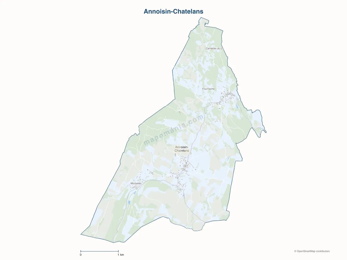 Carte de Annoisin-Chatelans à personnaliser
