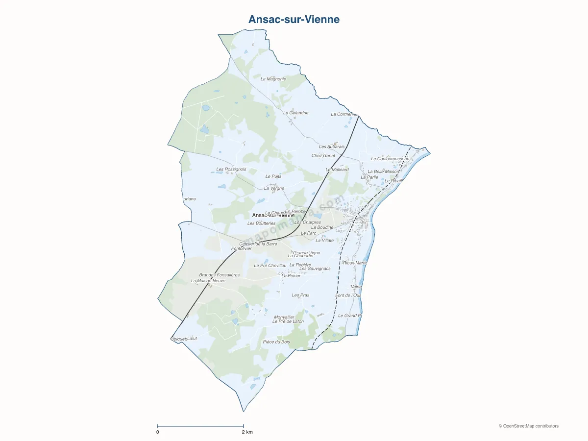Carte de Ansac-sur-Vienne à personnaliser