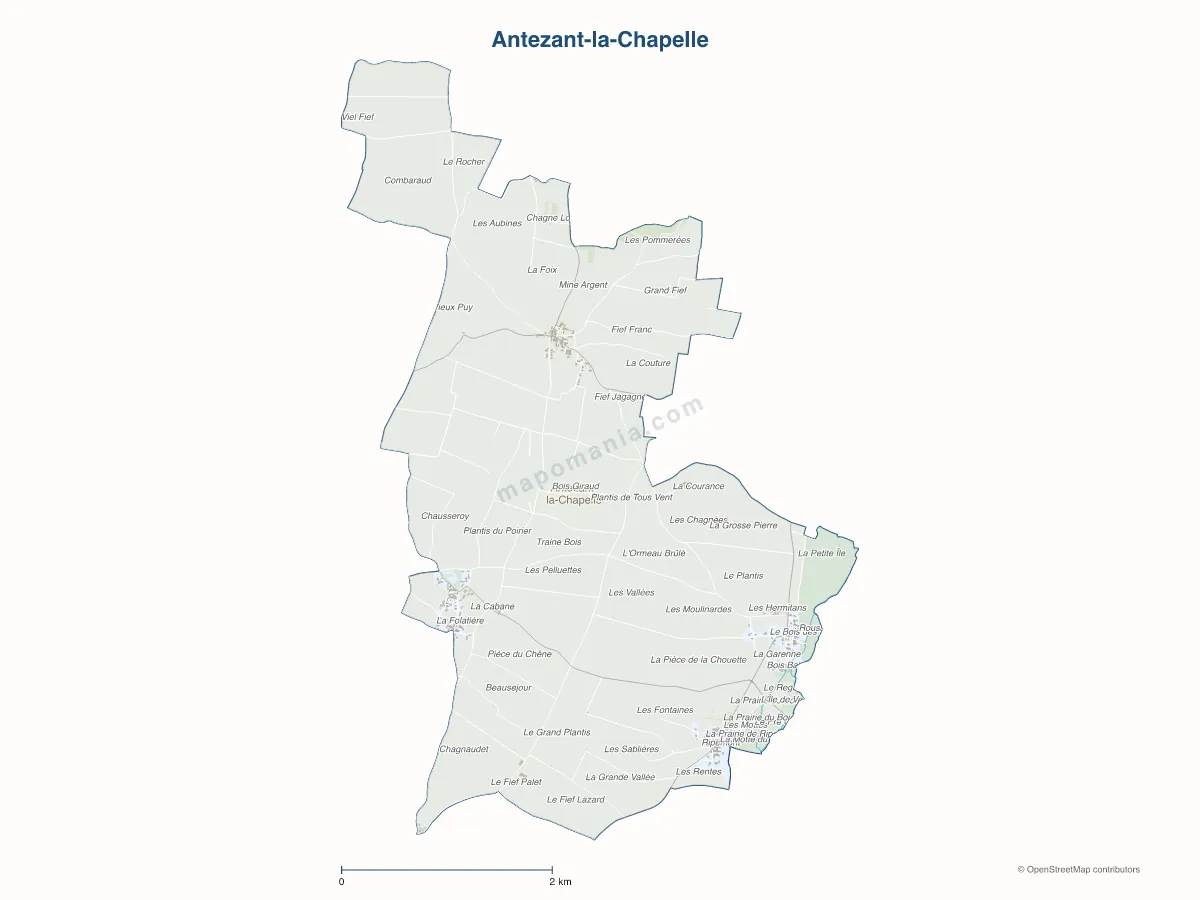 Carte de Antezant-la-Chapelle à personnaliser