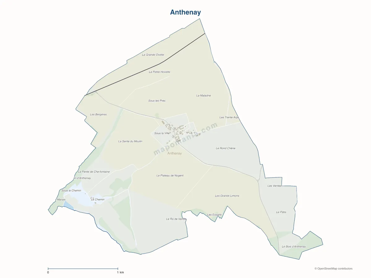 Carte de Anthenay à personnaliser