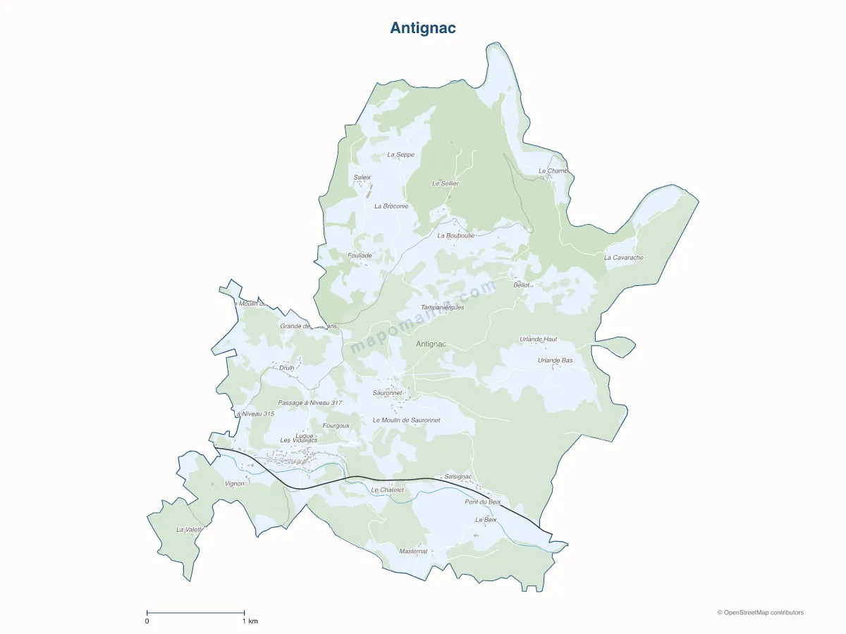 Carte de Antignac à personnaliser