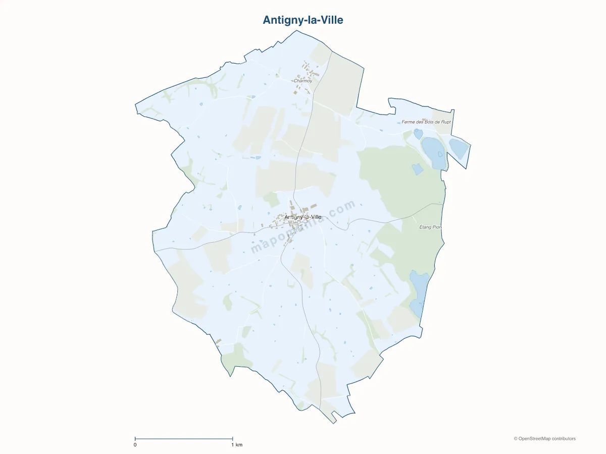Carte de Antigny-la-Ville à personnaliser