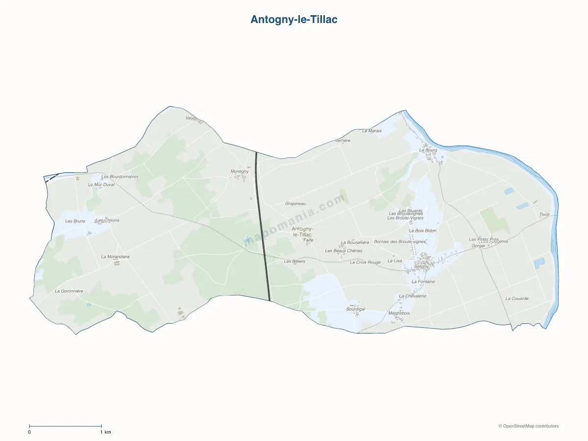 Carte de Antogny-le-Tillac à personnaliser