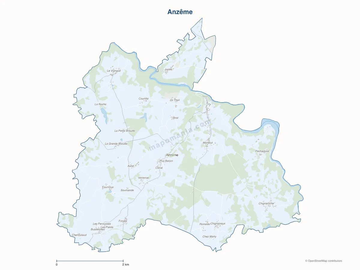 Carte de Anzême à personnaliser