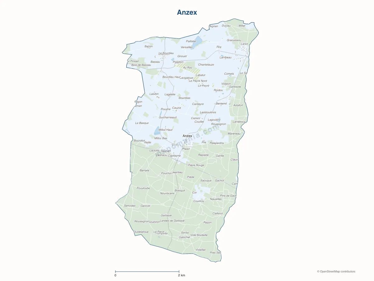 Carte de Anzex à personnaliser