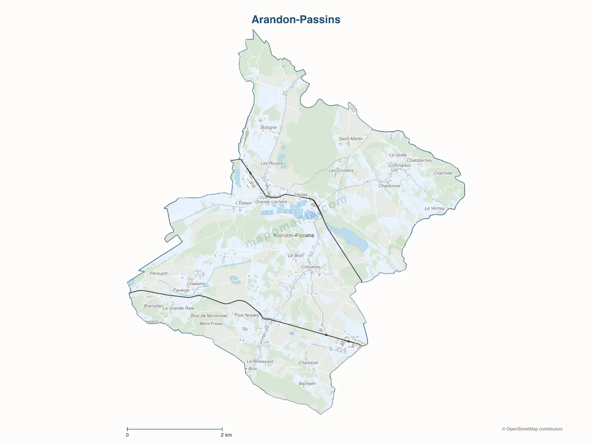 Carte de Arandon-Passins à personnaliser