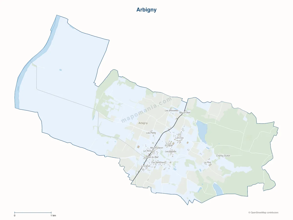 Carte de Arbigny à personnaliser