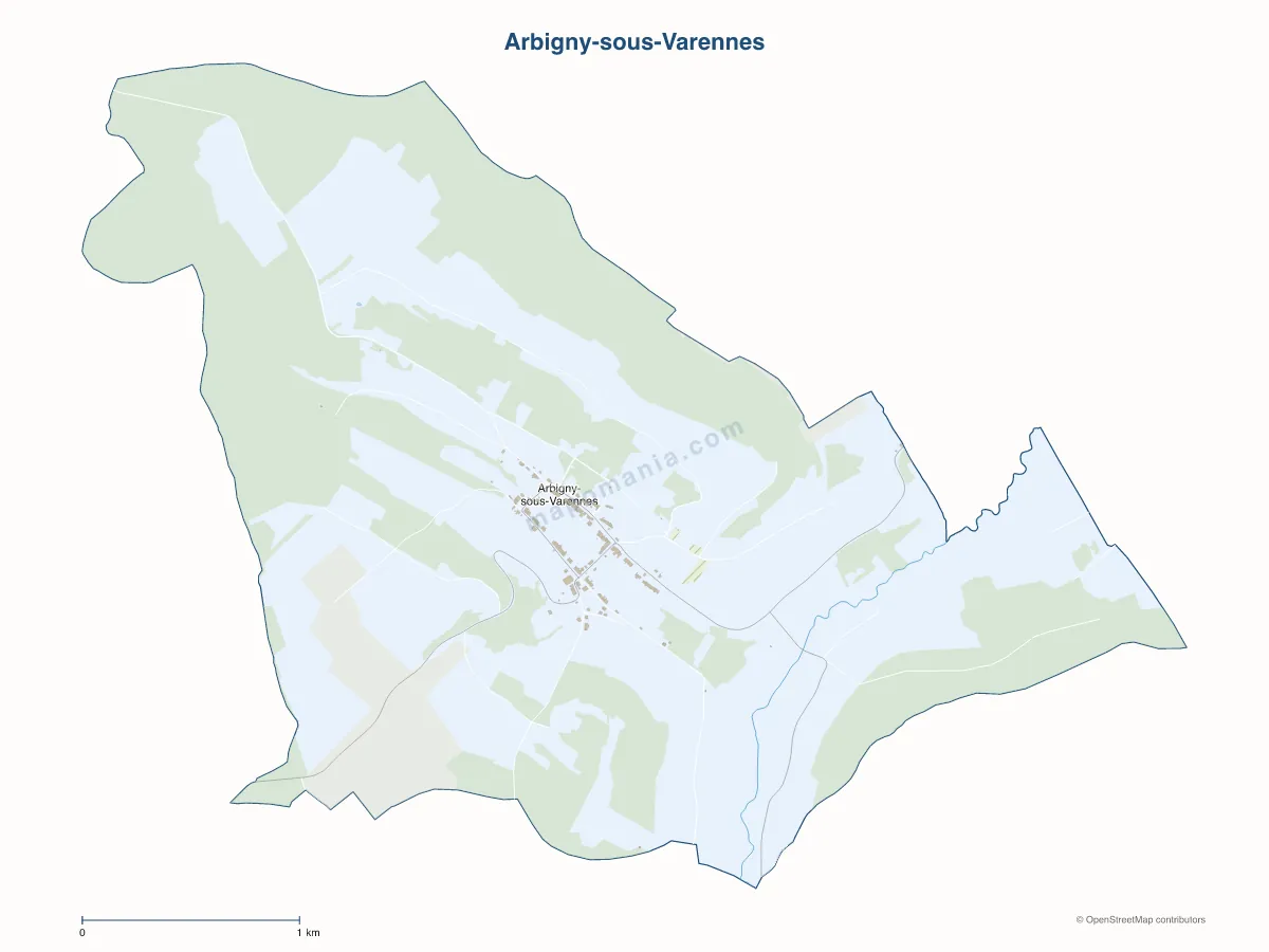 Carte de Arbigny-sous-Varennes à personnaliser