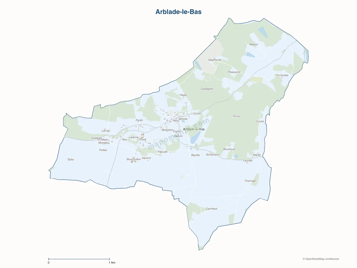 Carte de Arblade-le-Bas à personnaliser