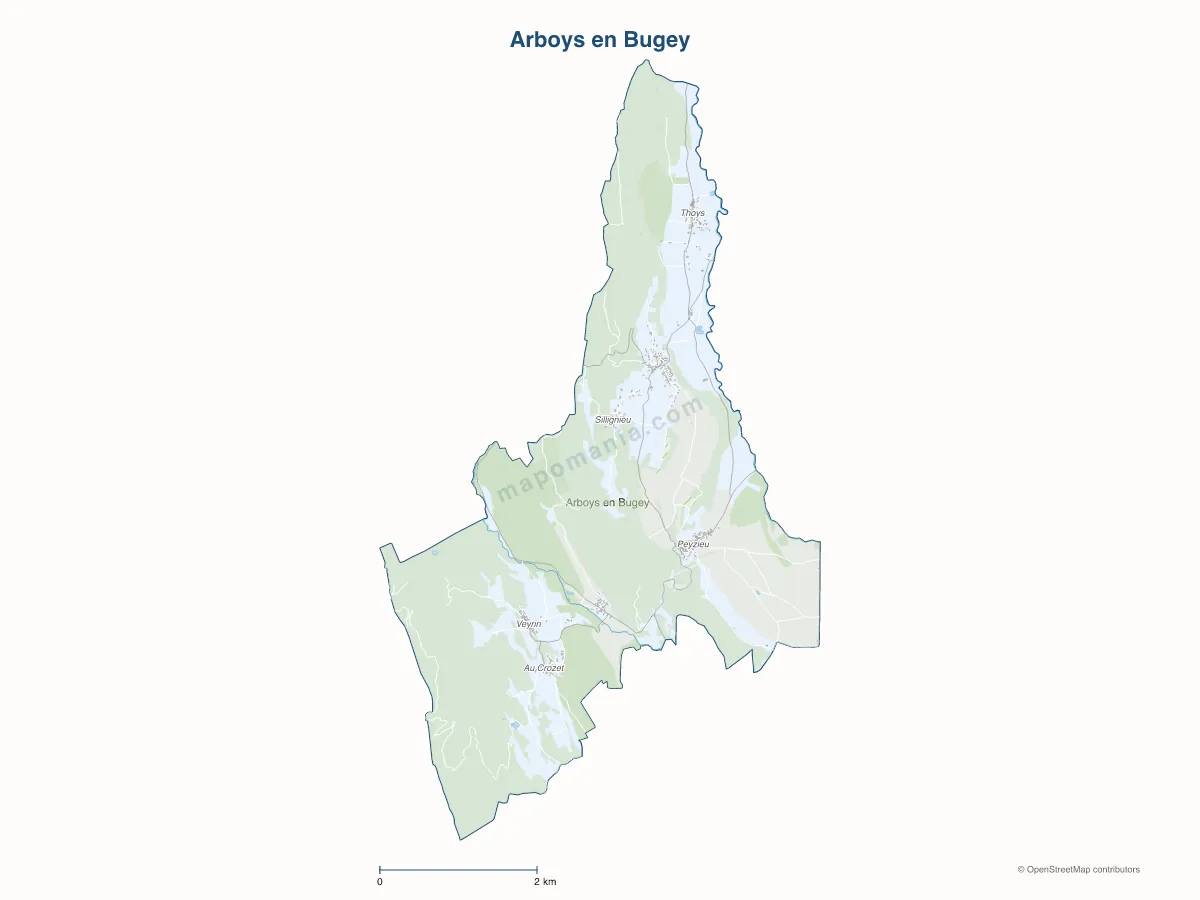 Carte de Arboys en Bugey à personnaliser