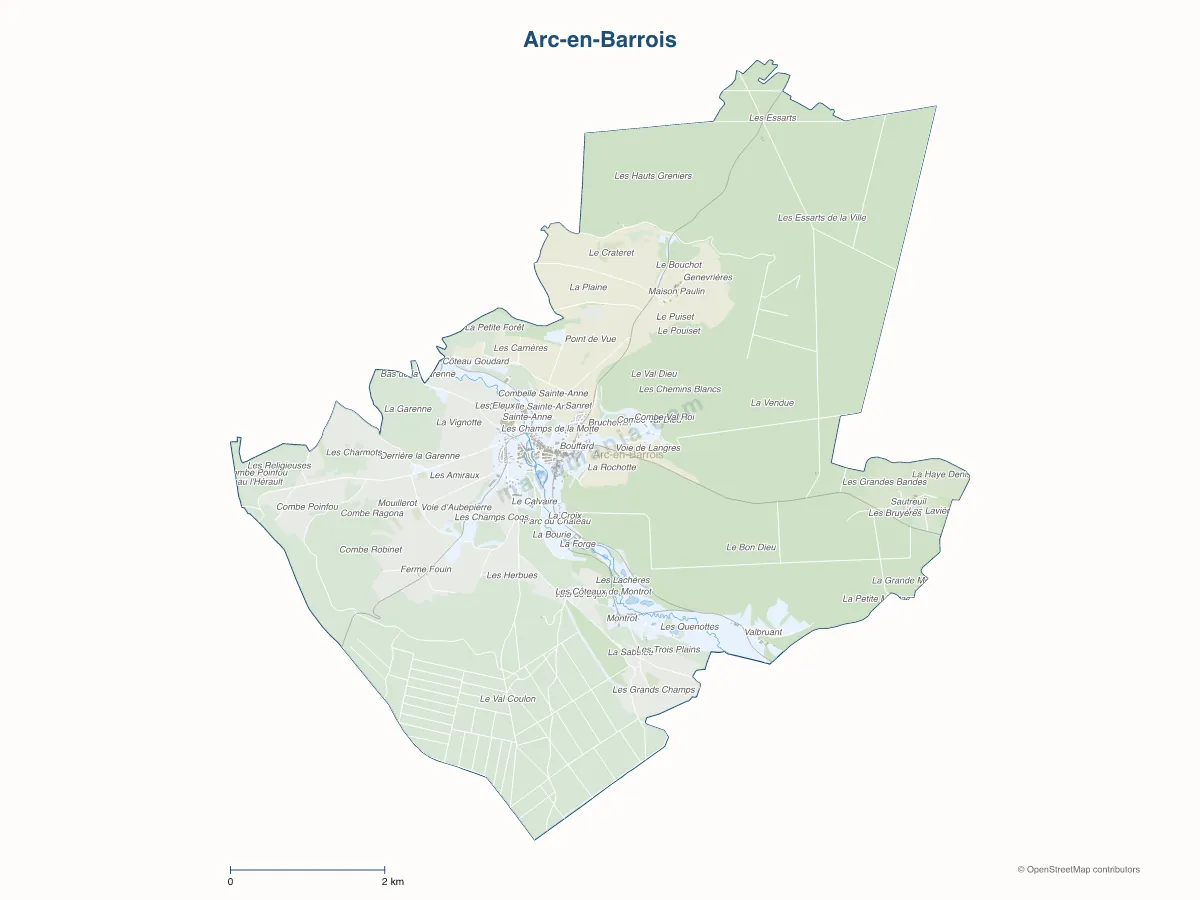 Carte de Arc-en-Barrois à personnaliser