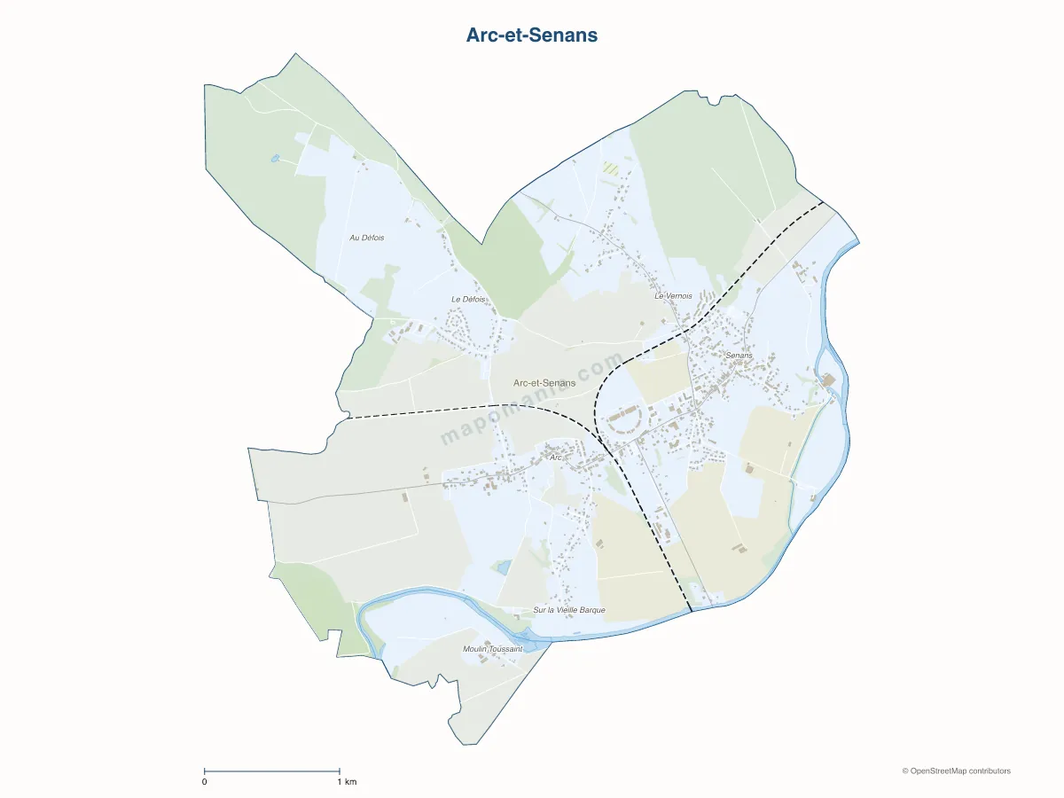 Carte de Arc-et-Senans à personnaliser