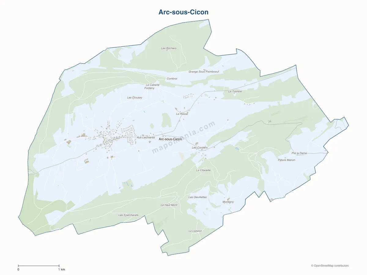Carte de Arc-sous-Cicon à personnaliser