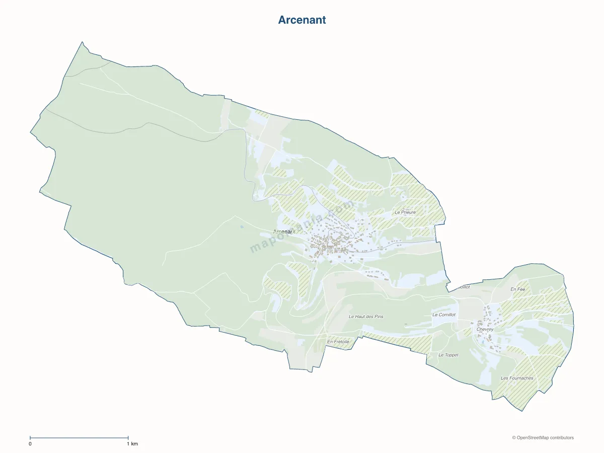 Carte de Arcenant à personnaliser