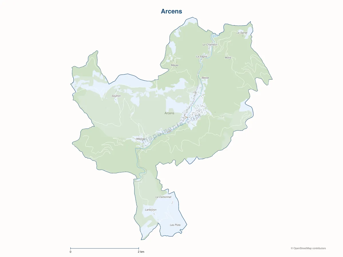 Carte de Arcens à personnaliser