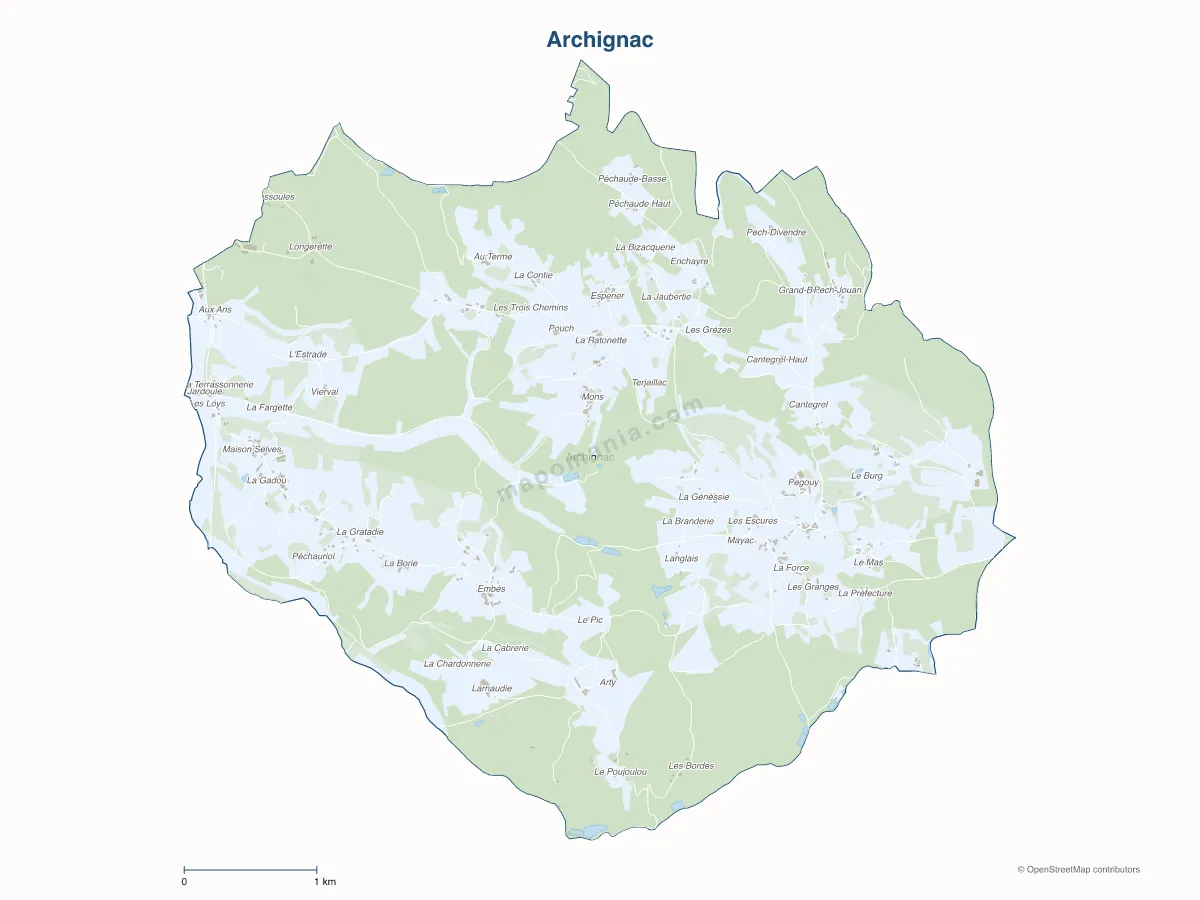 Carte de Archignac à personnaliser