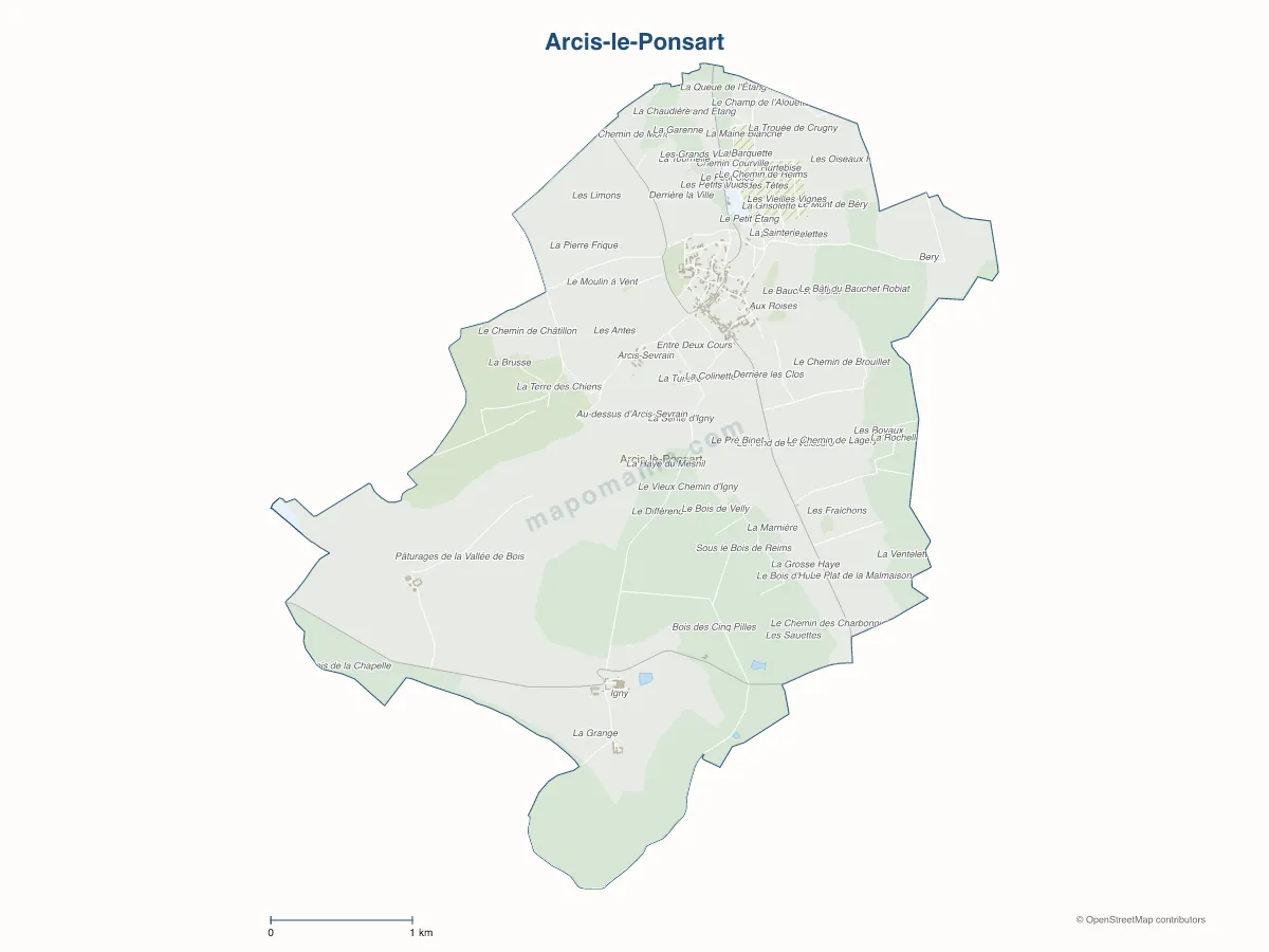 Carte de Arcis-le-Ponsart à personnaliser