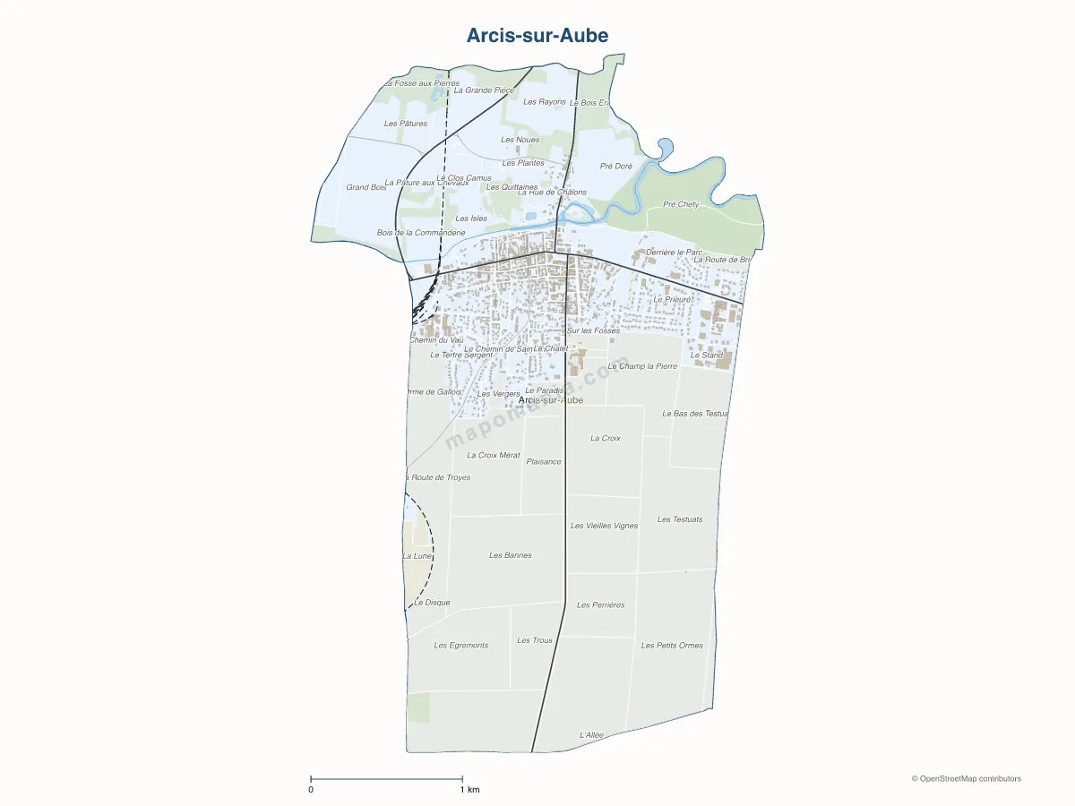 Carte de Arcis-sur-Aube à personnaliser