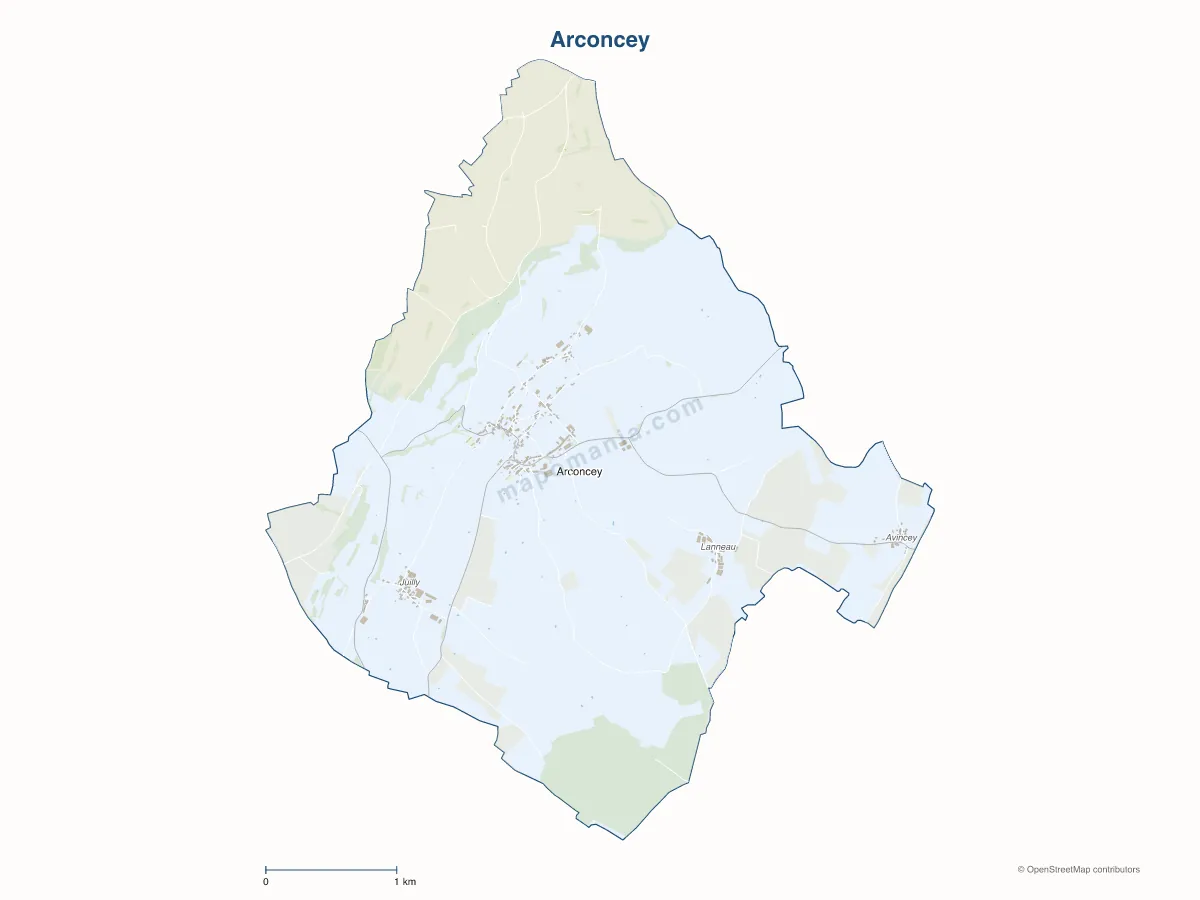 Carte de Arconcey à personnaliser