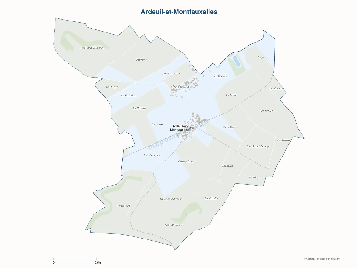 Carte de Ardeuil-et-Montfauxelles à personnaliser