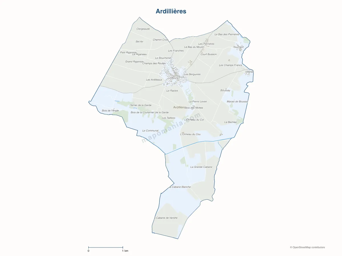 Carte de Ardillières à personnaliser