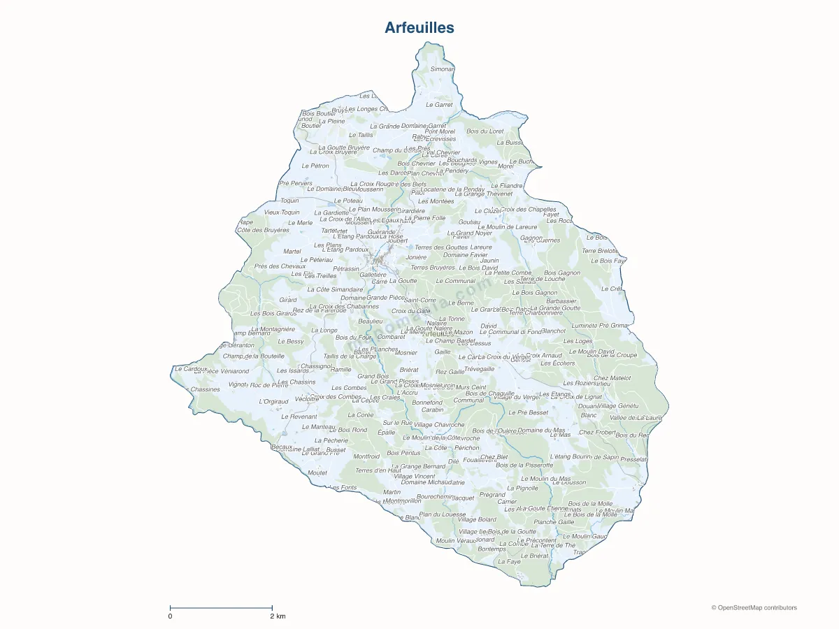 Carte de Arfeuilles à personnaliser